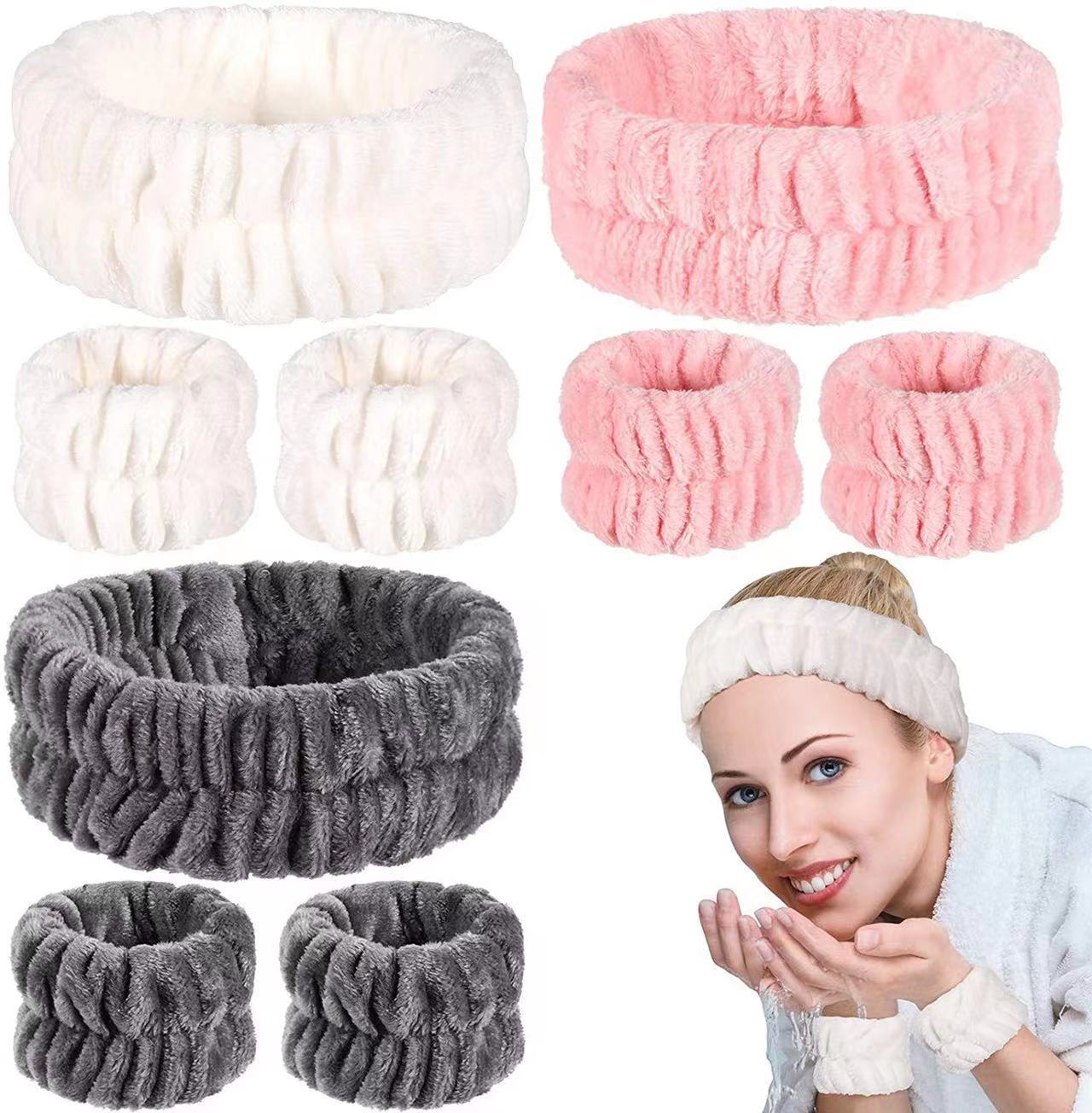 Makeup Beauty Set - Face Washสายรัดข้อมือชุดสตรีHeadbandสายรัดข้อมือดูดซับสายรัดข้อมือกันน้ําแต่งหน้าFace Washผม