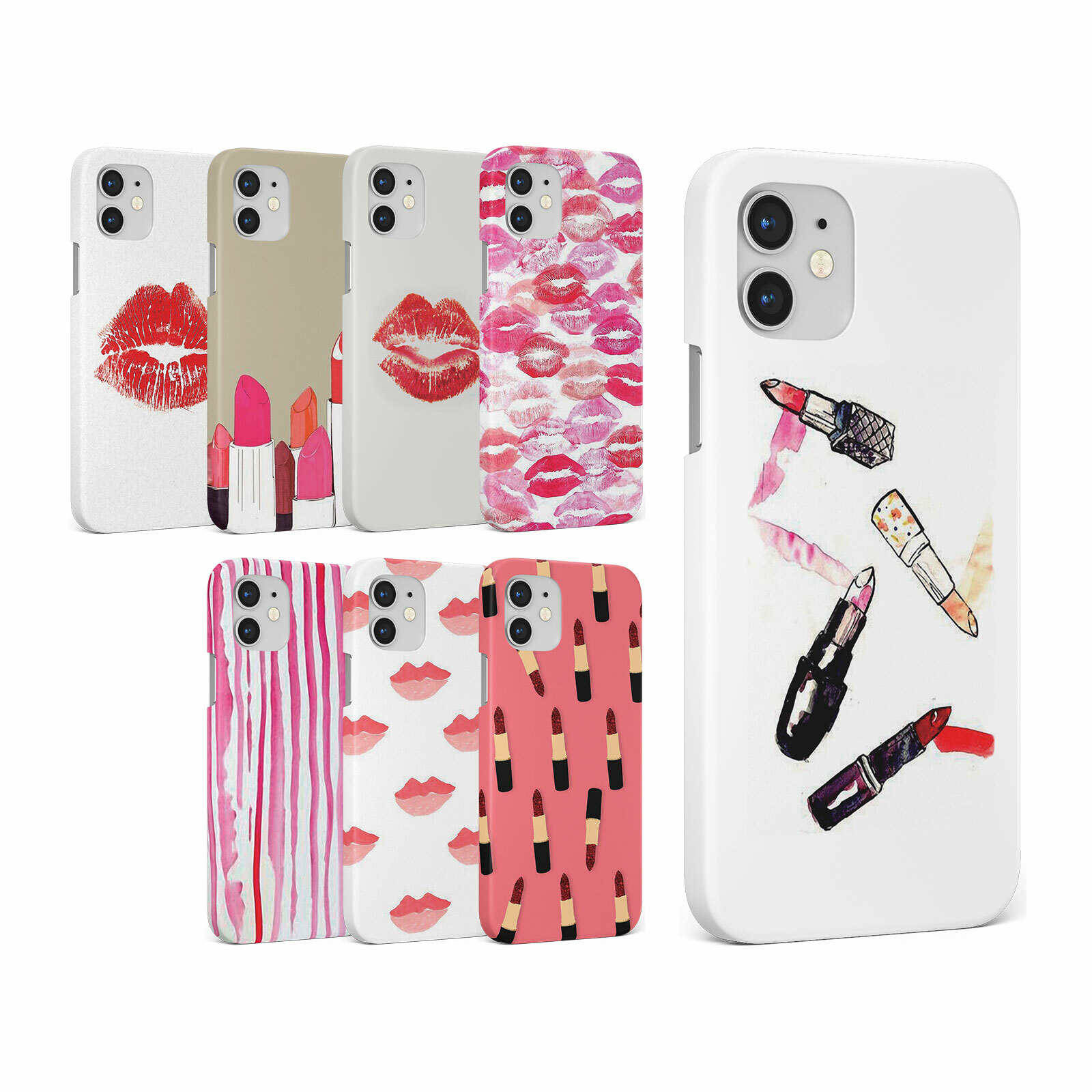 Beauty Mark Makeup - เคสโทรศัพท์แบบด้าน พิมพ์ลายสีน้ำรูปลิปสติก สำหรับคนรักการแต่งหน้า เหมาะสำหรับการจับคู่ชุดในชีวิตประจำวันของร้านเสริมสวย