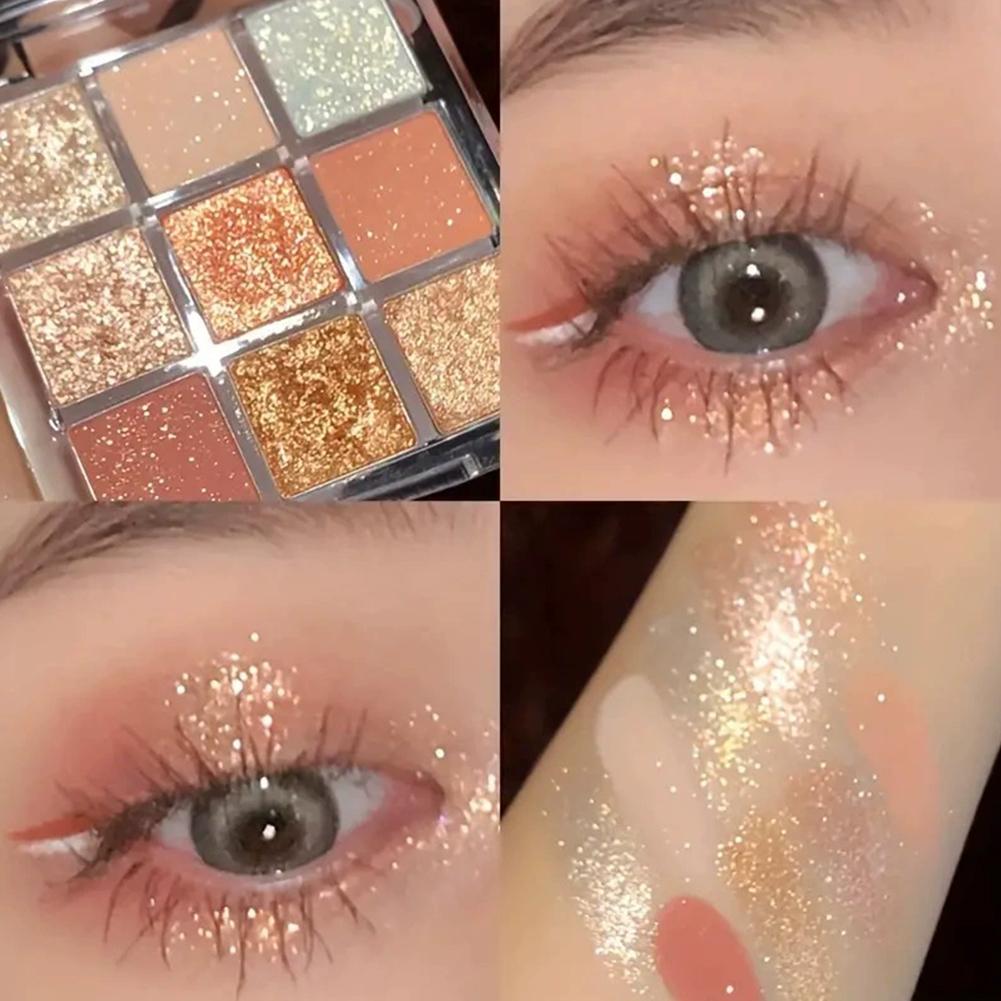 Eyeshadow Glitter Pigment - พาเลตต์อายแชโดว์กลิตเตอร์ อายแชโดว์มุกประกายวิบวับ เครื่องสำอางสำหรับสาวๆ ให้สีสันสดใส ประกายมุกละเอียด ให้สีชัดเจน