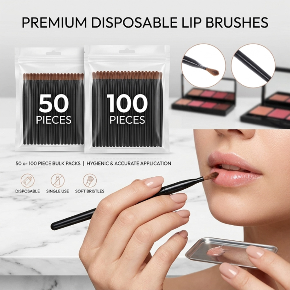 Makeup Beauty Set - 50/100 ชิ้นชุดแปรงทาปากแบบใช้แล้วทิ้งลิปสติกกลอส แวนด์ อพพลิเคเตอร์แปรงแต่งหน้าเครื่องมือความงามระดับมืออาชีพเครื่องสำอาง