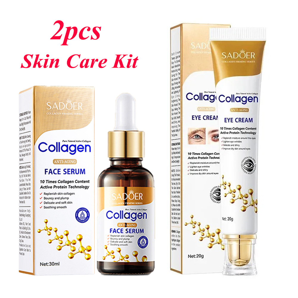 Beauty Glazed Makeup - SADOER Collagen Skin Care ชุดต่อต้านริ้วรอยเซรั่มสําหรับ Face
