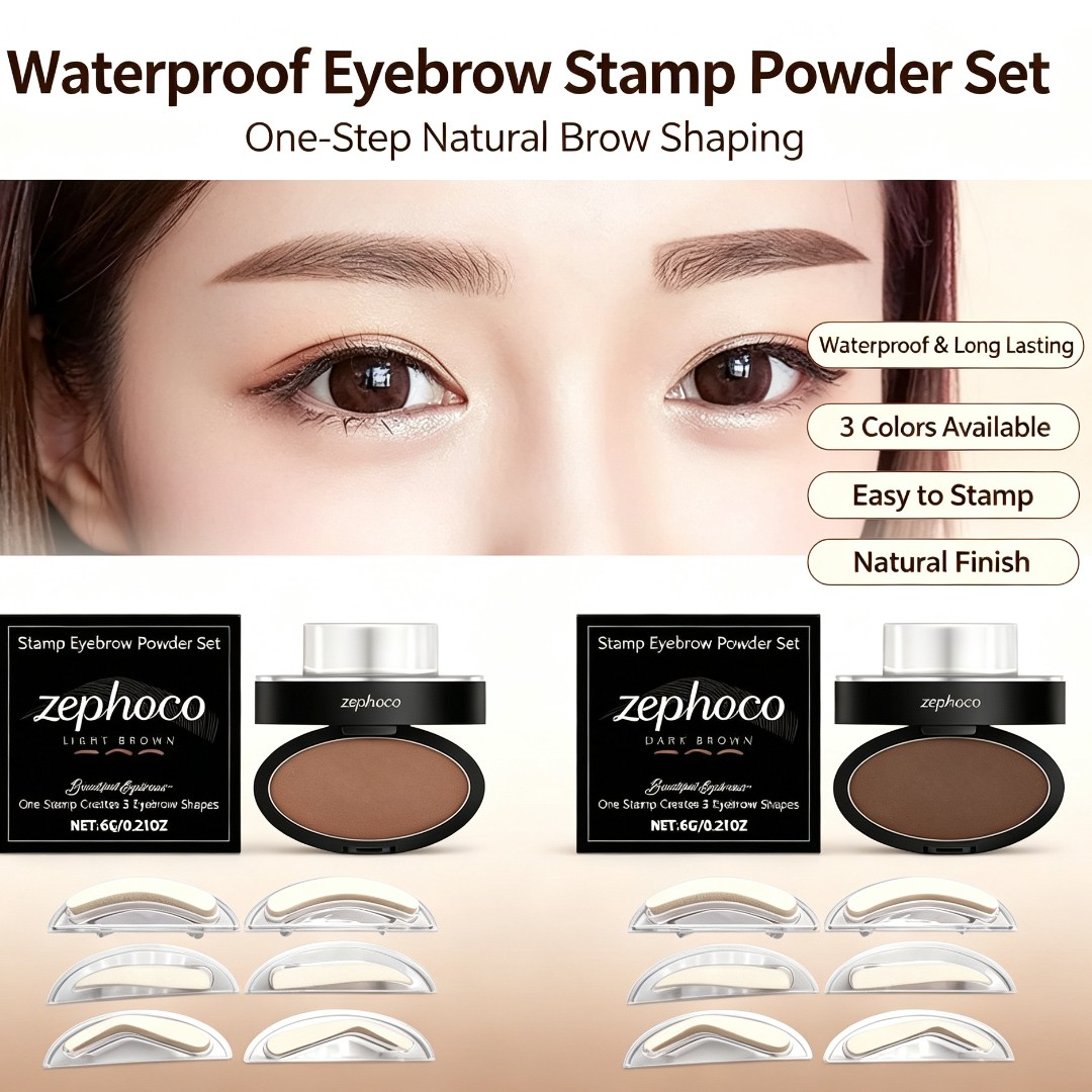 Beauty Mark Makeup - ชุดแป้งเขียนคิ้วพร้อมแสตมป์ กันน้ำ พร้อมแผ่นลายสำหรับแต่งคิ้ว ช่วยให้จัดทรงคิ้วได้อย่างเป็นธรรมชาติและรวดเร็ว สำหรับการแต่งหน้าที่สมบูรณ์แบบ