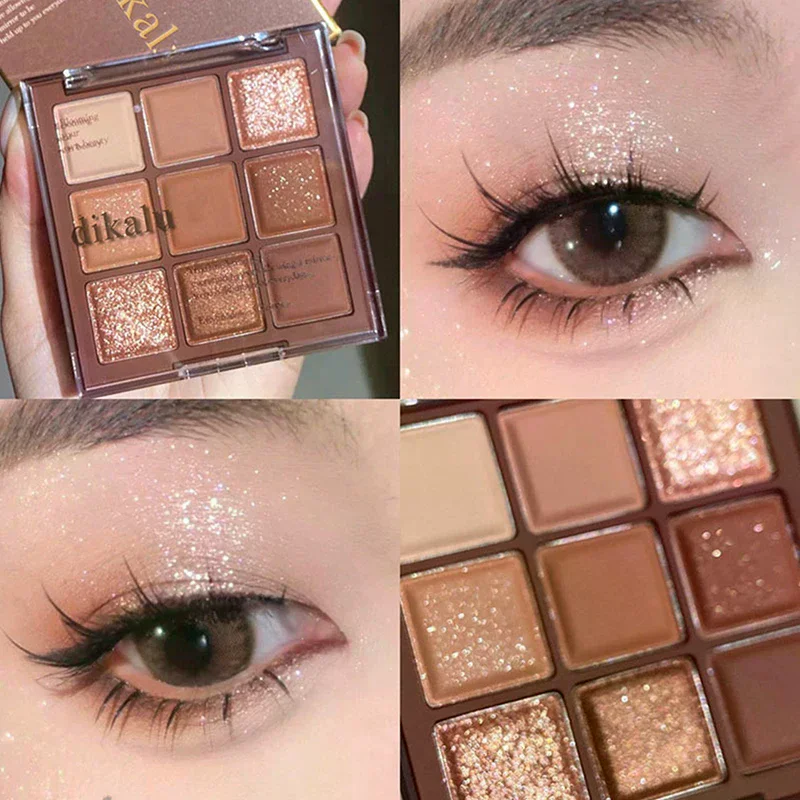 Eyeshadow Glitter Pigment - DIKALU 9 สีพาเลทอายแชโดว์กลิตเตอร์เครื่องสำอางเกาหลีพาเลทอายแชโดว์มืออาชีพพาเลทอายแชโดว์กลิตเตอร์นีออน