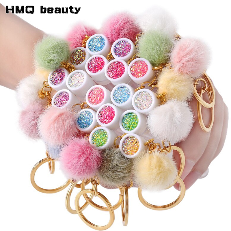 Beauty Makeup Background - แปรงปัดขนตาแบบหลอด 50/10/5 ชิ้น พร้อมพวงกุญแจสีทองและพู่ขนปุย แปรงแต่งหน้าต่อขนตา หวีคิ้ว