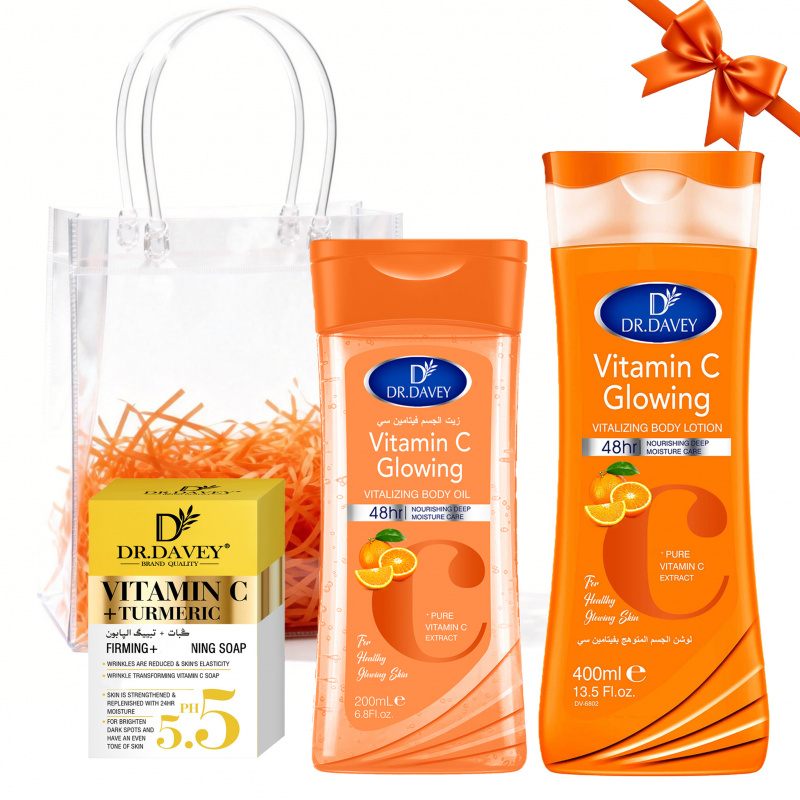 Vitamin C Serum Face - ดร.เดวี่ วิตามินซี ชุดผลิตภัณฑ์ดูแลผิว 3 ชิ้น โลชั่นทาผิว+สบู่+น้ำมันบำรุงผิว