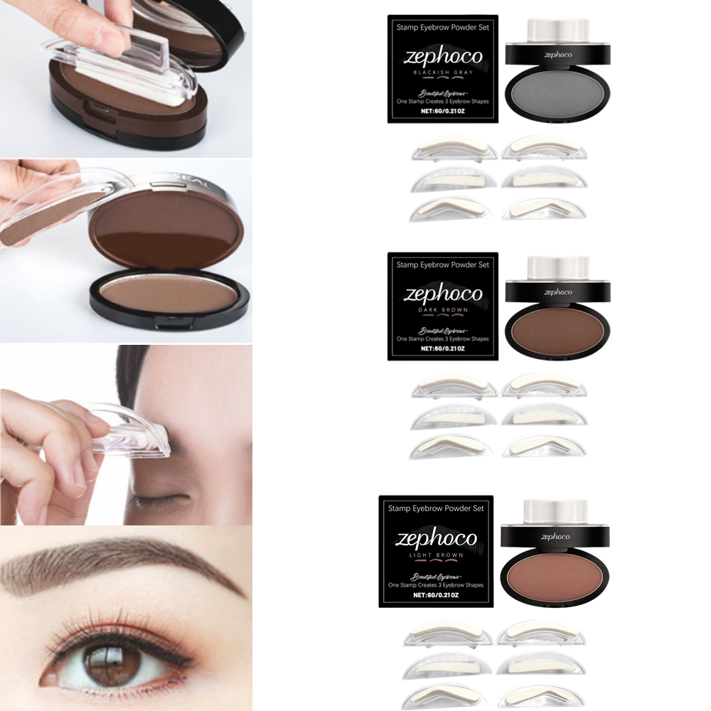 Beauty Mark Makeup - ชุดแป้งปั๊มคิ้วธรรมชาติ พร้อมแม่แบบ กันน้ำ ใช้งานง่าย สำหรับแต่งคิ้วแบบมืออาชีพ ช่วยยกคิ้วให้ดูสวยขึ้น