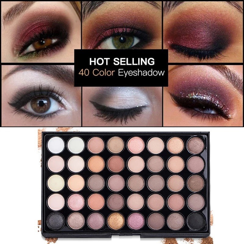 พาเลตต์อายแชโดว์ 40 สี - เนื้อ - Eyeshadow Glitter Pigment บทวิจารณ์และราคา